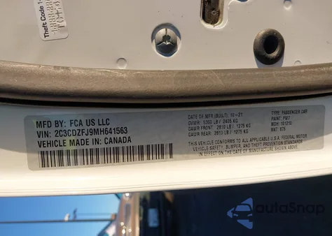 2021 Dodge Challenger R/T Scat Pack z USA, uszkodzony, nr VIN 2C3CDZFJ9MH641563